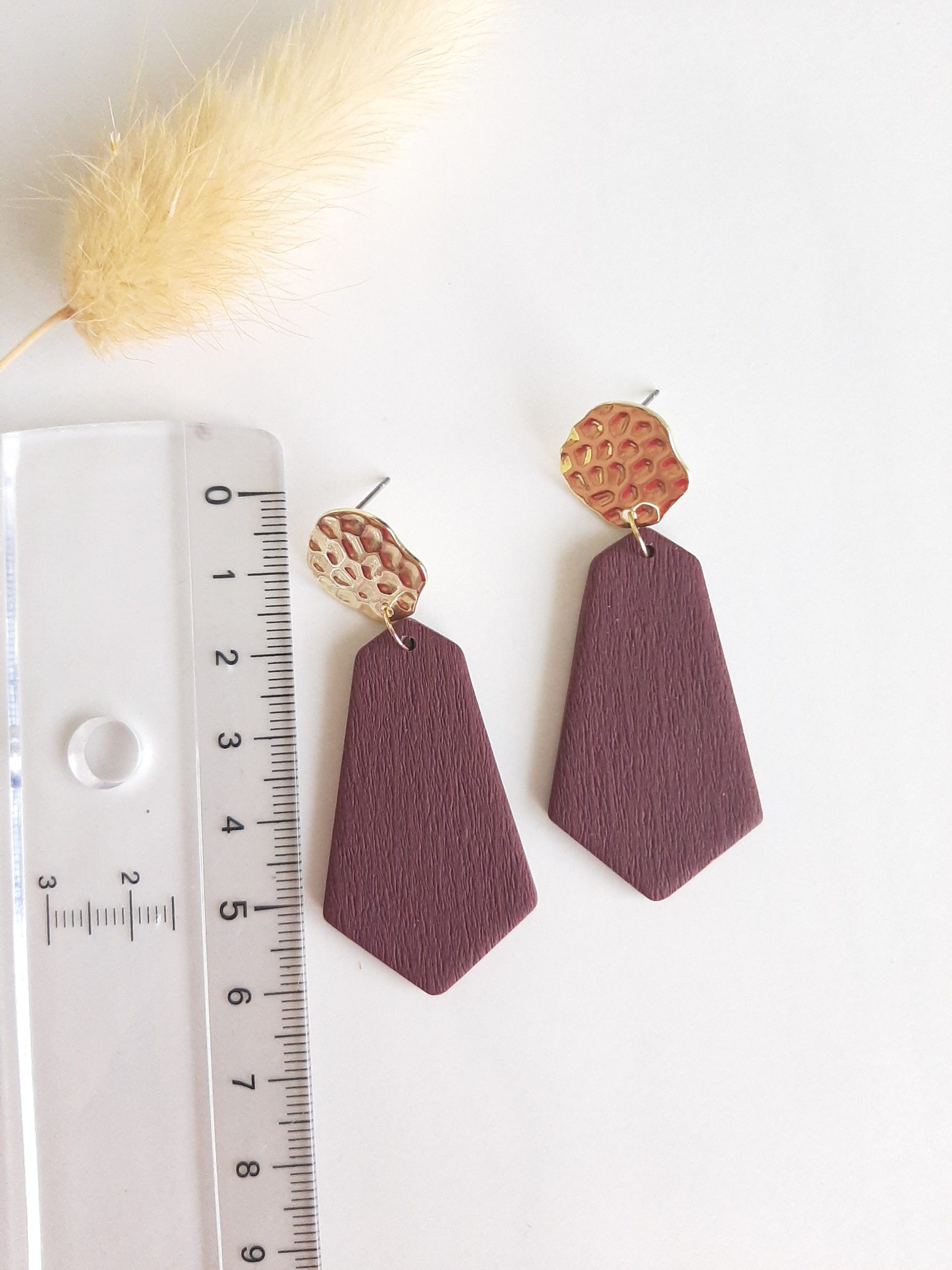 Pendantes bordeaux/violet foncé et doré – Image 3